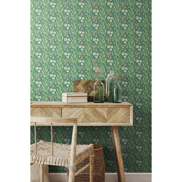 Hoopla Walls Meadow Stripe Matt Wallpaper in Green