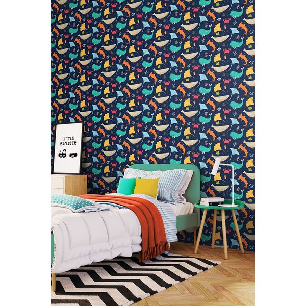 Hoopla Walls Ocean Adventure 10m Matt Wallpaper in Blue