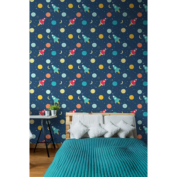 Hoopla Walls Lift Off-10m Matt Wallpaper in Blue
