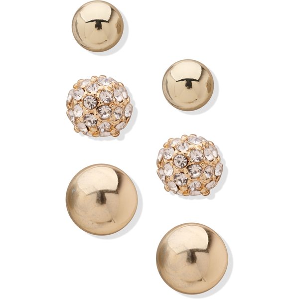 Anne Klein Jewellery Women's Cubic Zirconia Crystal Multi Pack Earrings in Gold