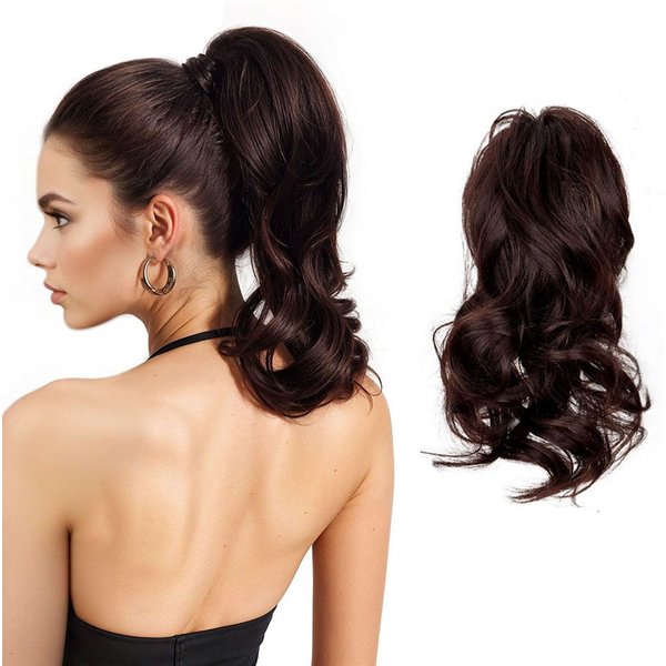 SHEONLY Brown Wavy Ponytail Claw Clip Hair Extension