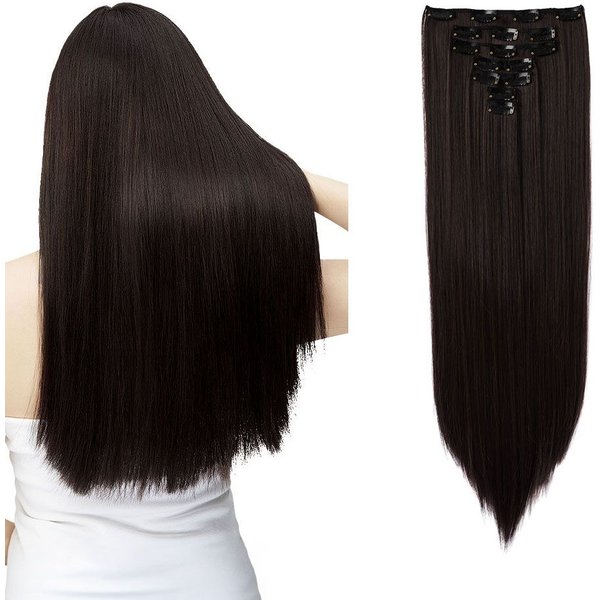 SHEONLY 7 Piece Brown Clip-In Hair Extensions