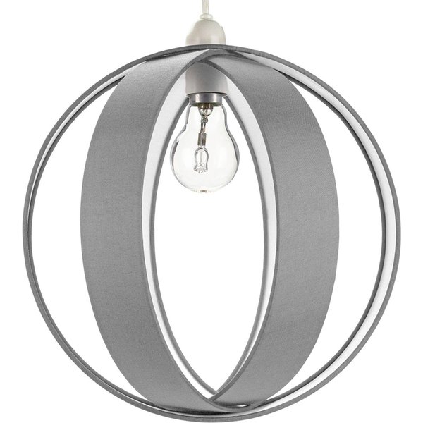 Happy Homewares Modern Grey Faux Silk Fabric Cocoon Globe Design Ceiling Pendant Light Shade