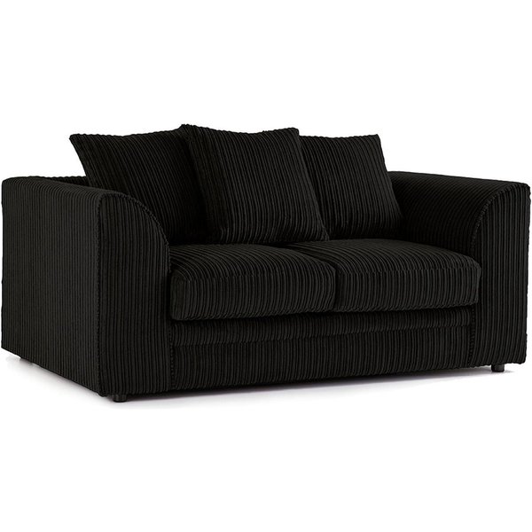 Furnishings For Less UK Luxor Jumbo Cord Fabric 2 Seater Sofa in Black