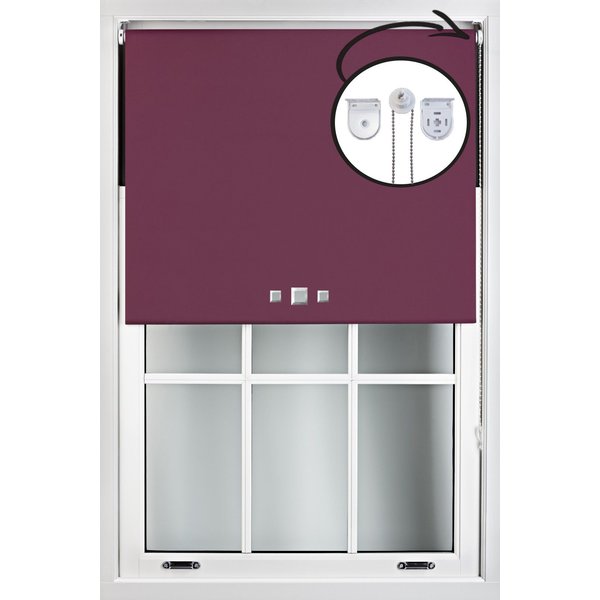Furnished Aubergine Blackout Roller Blinds with Triple Square Eyelets & Metal Fittings | Size: 100 cm width x 210 cm drop