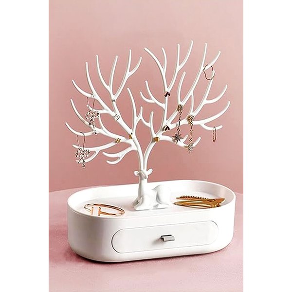Living and Home White Jewellery Organiser with Drawer