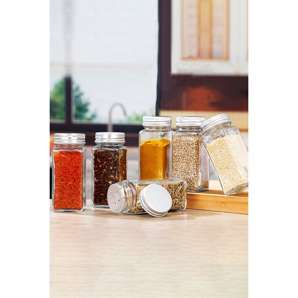 Living and Home 24/12Pcs Glass Spice Jars Spice Bottle Salt Seasoning Jars with Metal Screw Lid in Clear | Size: 24 Pack