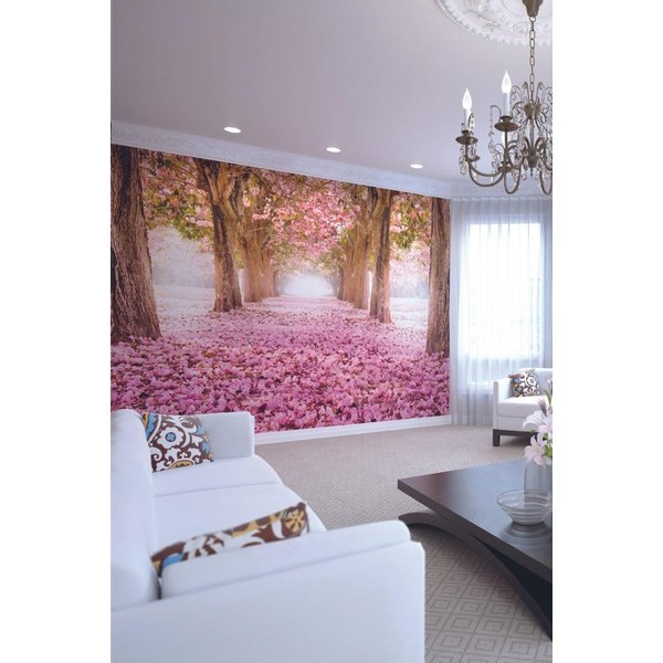 Origin Murals Blossom Trees Wall Mural in Rose | Size: W350 cm x H280 cm