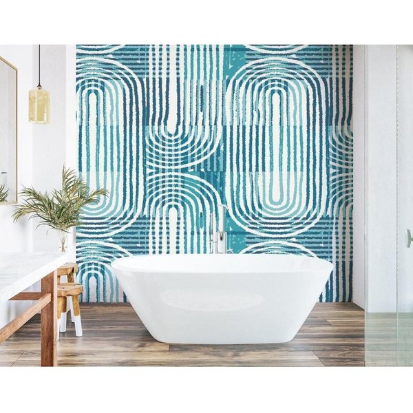 Origin Murals Curved Line Texture Wall Mural in Blue | Size: W300 cm x H240 cm