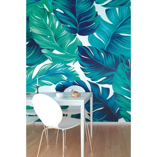 Origin Murals Bold Tropical Leaves Wall Mural in Green | Size: W350 cm x H280 cm