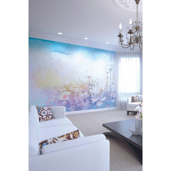 Origin Murals Daisy Meadow Wall Mural in Purple | Size: W350 cm x H280 cm