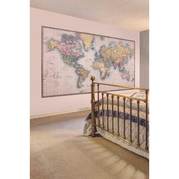 Origin Murals Historic World Map Wall Mural in Natural | Size: W300 cm x H240 cm