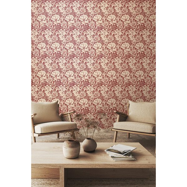 Hoopla Walls Chrysanthemum Matt Wallpaper in Red