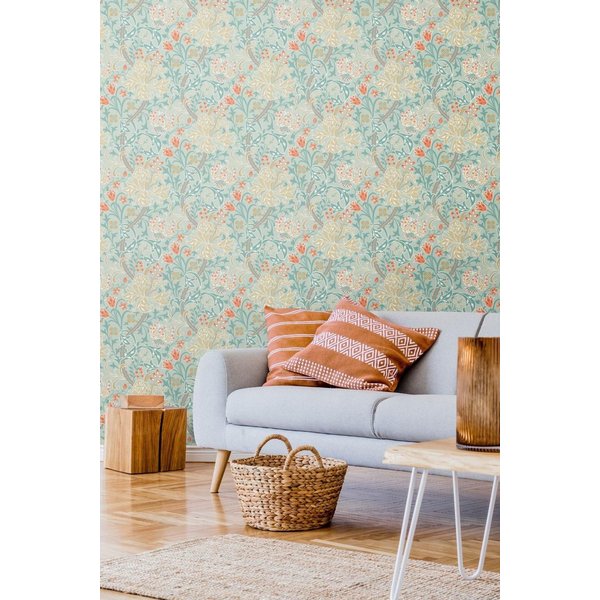 Hoopla Walls Lily Ogee Matt Wallpaper in Duck Egg Blue