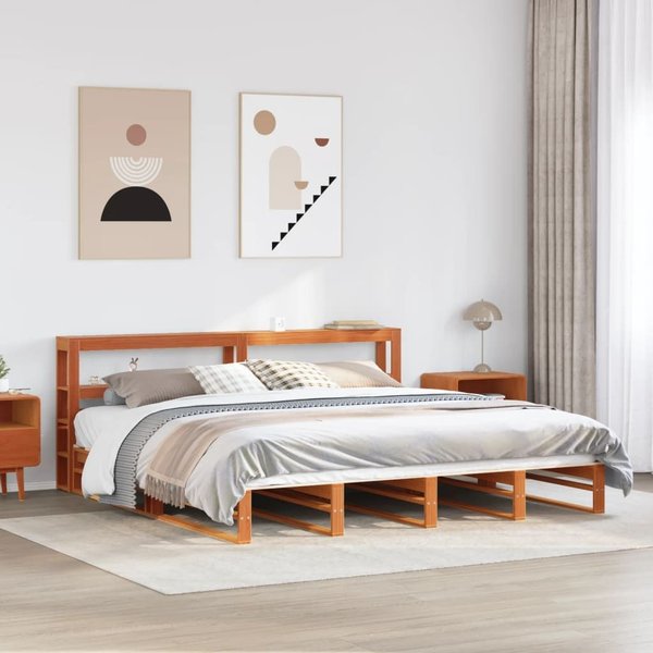 Berkfield Home Bed Frame without Mattress Wax Brown 200x200 cm Solid Wood Pine