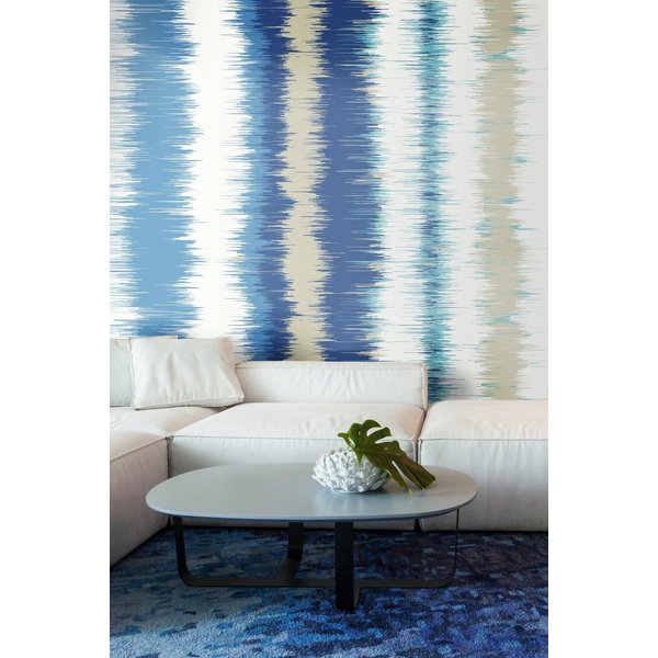 Origin Murals Linear Stripe Matt Smooth Paste the Wall Mural in Blue | Size: W300 cm x H240 cm