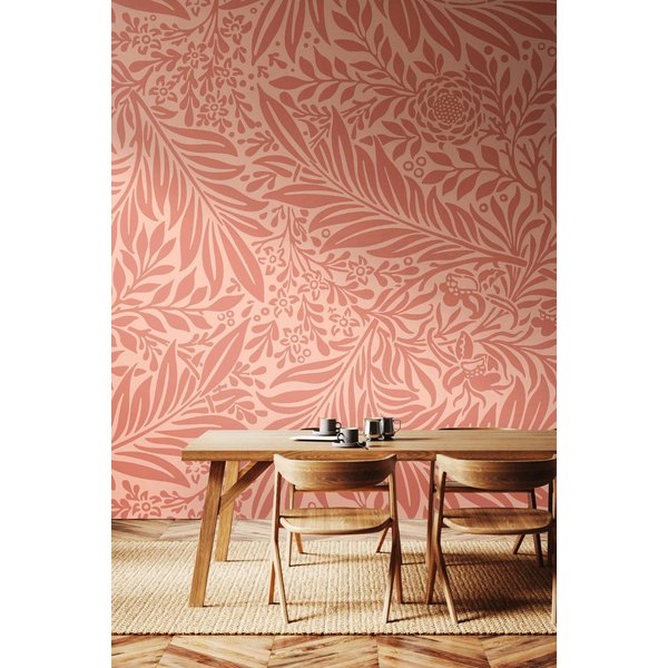 Origin Murals Trailing Ferns Wall Mural in Coral | Size: W350 cm x H280 cm