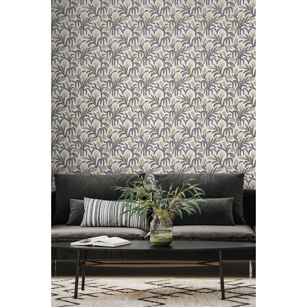 Hoopla Walls Chunky Flower Matt Wallpaper in Charcoal