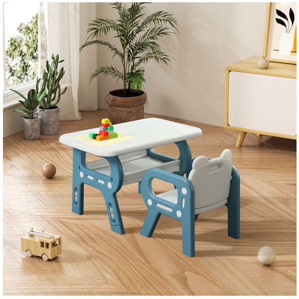 Living and Home Kids Desk Chair Set Height Adjustable in White