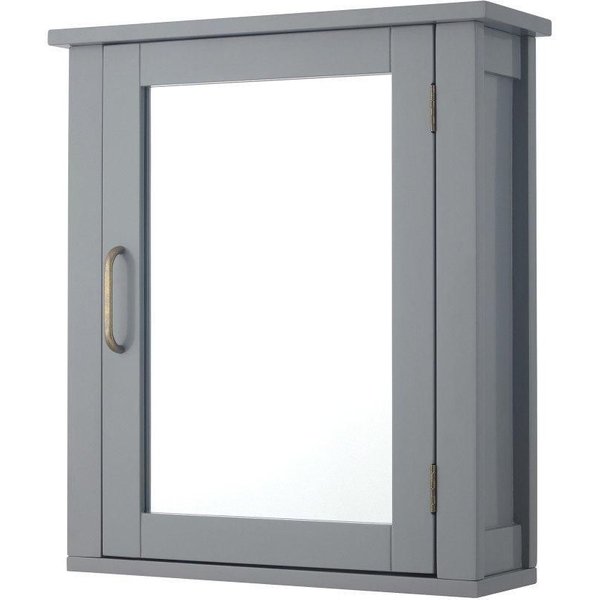 Teamson Home Mercer 46 x 53cm Removable Mirrored Wall Cabinet, Grey | Size: 45 cm width x 75 cm drop