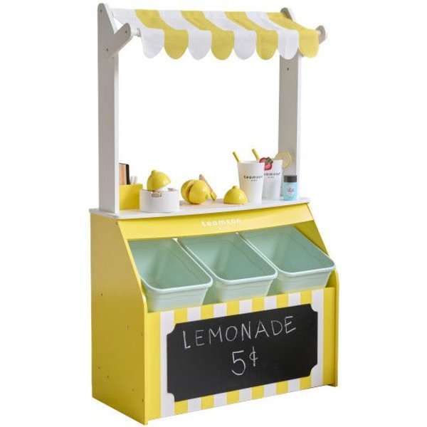 Teamson Kids Childrens Shop Playset Sunny Citrus Lemonade Stand Roleplay Set in Yellow