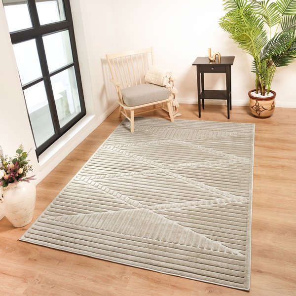 Livabliss In- & Outdoor 3D High & Low Pile Textured Mitsuko Area Rug in Beige | Size: 160 cm x 220 cm