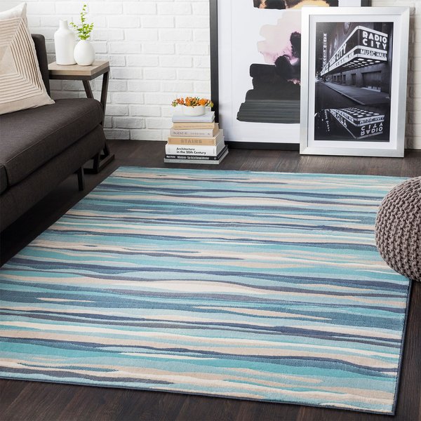 Livabliss City-Modern Blue Beige Grey Living Dining Bedroom Rug | Size: 160 cm x 220 cm