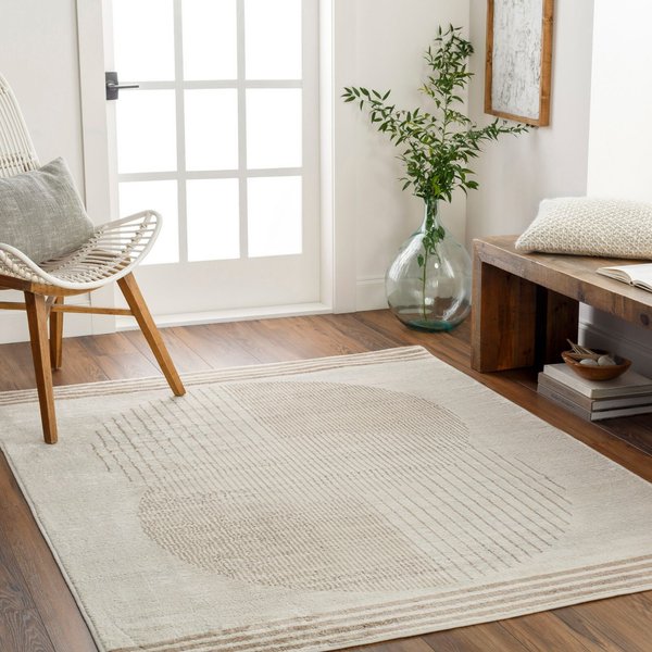 Livabliss Florensa-Geometric Brown Grey Blue Modern Living Dining Bedroom Rug in Light Brown | Size: 160 cm x 215 cm