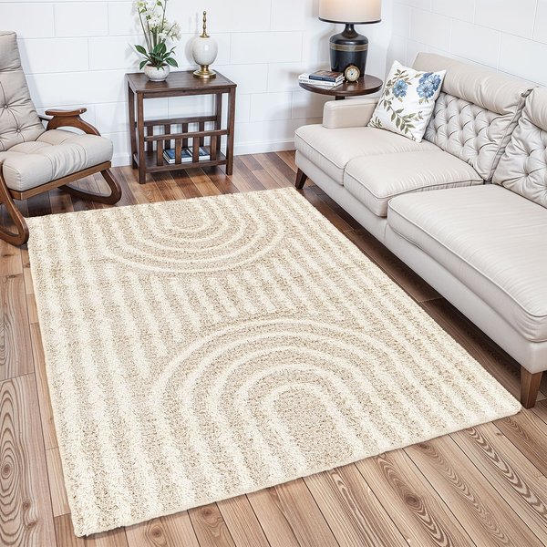 Livabliss Shaggy Modern Plush Pile Christina Area Rug in Beige | Size: 200 cm x 290 cm