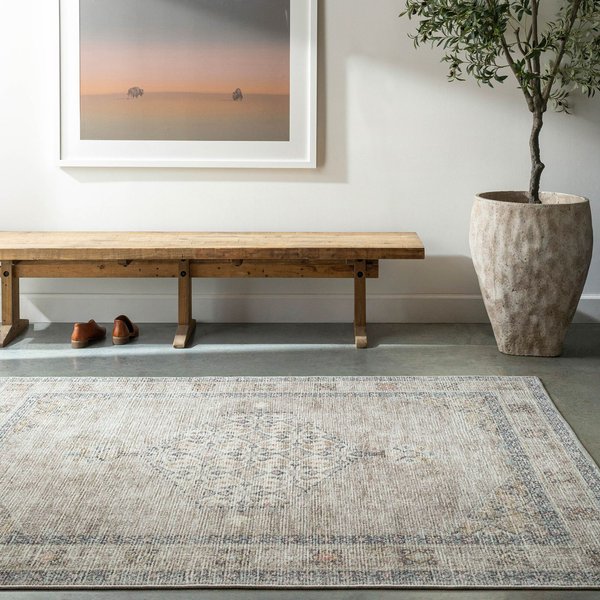 Livabliss Becki Owens Lila-Vintage Grey Brown Blue Traditional Boho Living Dining Rug in Light Brown | Size: 160 cm x 215 cm