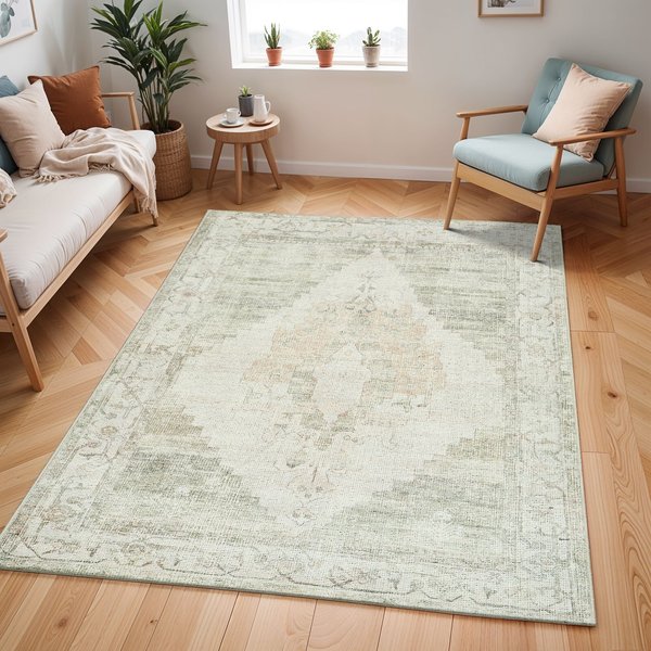 Livabliss Becki Owens Luca-Vintage Blue Brown Green Traditional Boho Living Dining Rug | Size: 80 cm x 220 cm