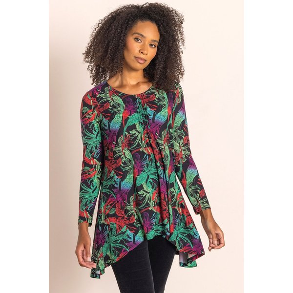 Klass. Women's Floral Print Hanky Hem Jersey Top