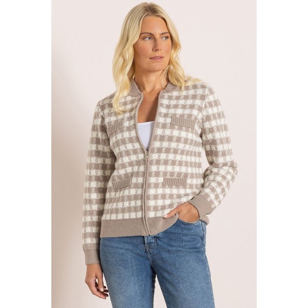 Klass. Women's Check Knitted Bomber Jacket