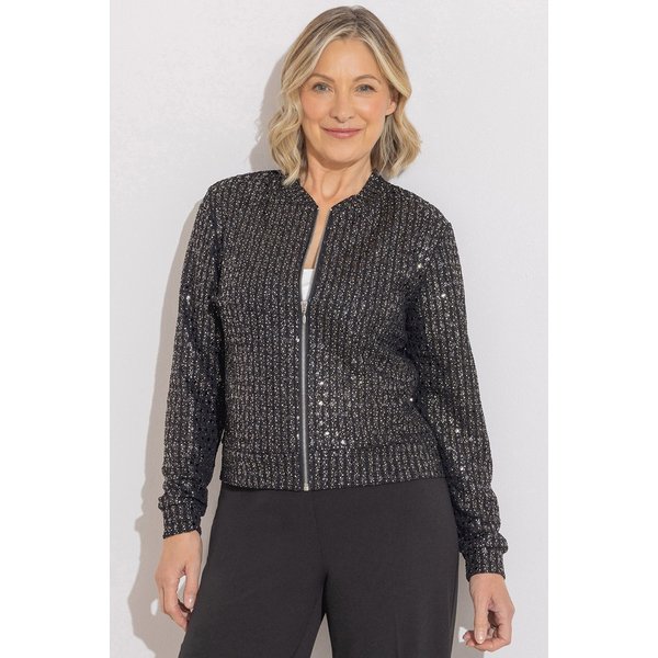 Anna Rose Embellished Bomber Jacket in Black