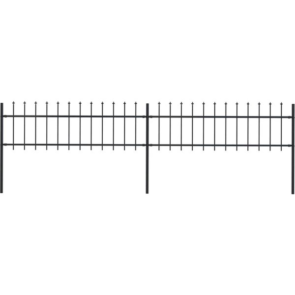 Berkfield Home Garden Fence with Spear Top Steel 3.4x0.6 m Black