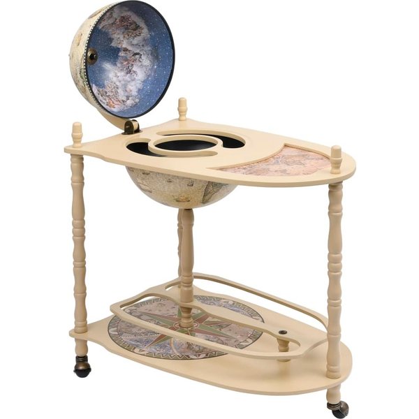 Berkfield Home Freestanding Globe Bar Wind Stand Eucalyptus Wood Green