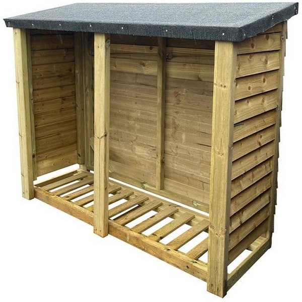 Churnet Valley Garden Furniture Ltd Heavy Duty Log Store - L67 x W180 x H120 cm - Min. Assembly Required in Brown