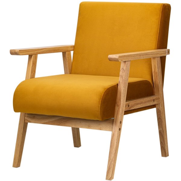 Nordlys Scandinavian Lounge Armchair with Wooden Frame in Yellow