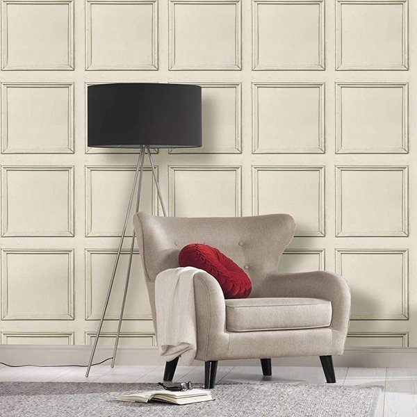 A.S. Creation Coving Wood Panel 3D Effect Wooden Panelling Feature Wall Wallpaper in Cream
