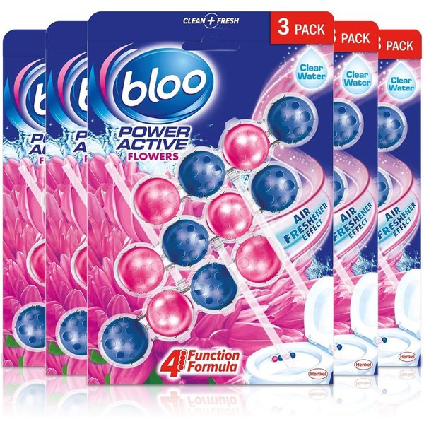 Bloo Active 'Toilet Rim' Block Fresh Flower Anti-Limescale 50g5pk in Blue