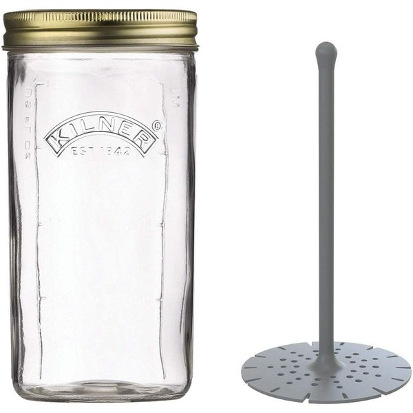 Rayware Kilner Pickle Glass Jar with Silicone Lifter 1 Litre - Clear