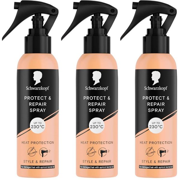 Schwarzkopf Styling Protect & Repair 'Hair Spray' 150ml Heat Defence Hair Care, 3 Pack in Black