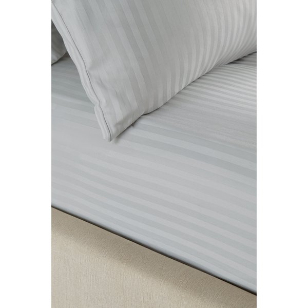Catherine Lansfield 'Satin Stripe 300 Thread Count' 30cm Depth Sheets in Grey | Size: Single Fitted