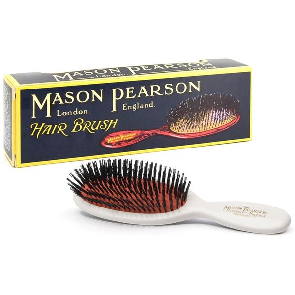 Pocket Pure Bristle Hair Brush White