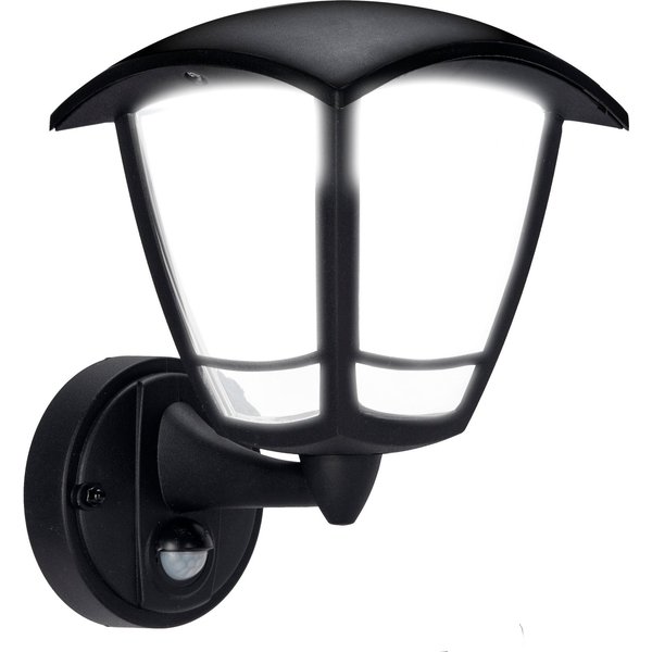 Luceco Decorative Outdoor LED Coach Lantern Light & PIR 8W 640lm, Black
