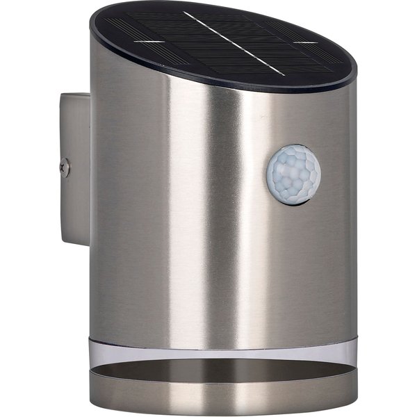 Luceco Solar Guardian Stainless Steel Wall Lantern & PIR Motion Sensor in Grey