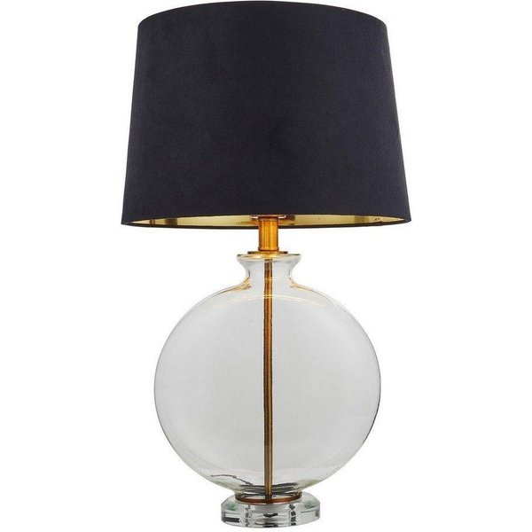 Gideon 1 Light Table Light Clear Glass & Antique Brass Plate E27