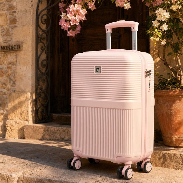 Pierre Cardin Monaco 22" Cabin Hard Shell Suitcase, 8 Spinner Wheels, Tsa Combination Lock, Lightweight Cabin Hand Luggage In Pastel Pink, Pink