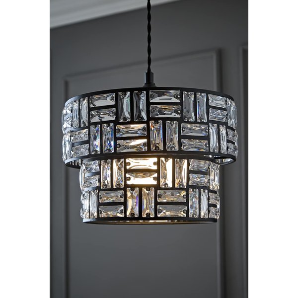 ValueLights Elise Acrylic Jewel Two Tier Easy Fit Lamp Shade in Black