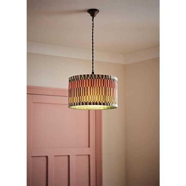 ValueLights Rae Pleated Stripe Neutral Drum Easy Fit Ceiling Light Lamp Shade in Natural | Size: Large